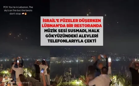 SON DAKİKA HABERLERİ: İSRAİL'E FÜZE YAĞARKEN, LÜBNAN'DA BİR RESTORAN, POV: GÖKYÜZÜ YANIYOR