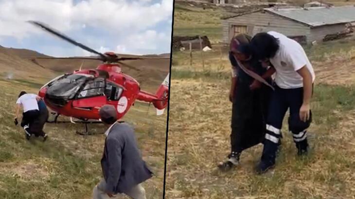 Van'da rahatsızlanan kadın ambulans helikopterle hastaneye ulaştırıldı