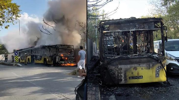 Büyükçekmece'de İETT'te otobüsü yandı! Araç kullanılamaz hale geldi